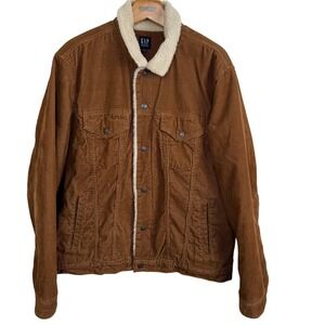 Gap Jacket‎ Mens XL Corduroy Sherpa Lined Trucker Y2K Ranch Barn Chore Denim